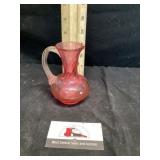 Vintage handblown, cranberry glass small pitcher