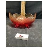 Carnival glass footed bowl