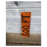 500 feet metal sign