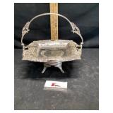 Antique silver plated, footed centerpiece basket