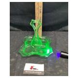 Antique uranium glass drink caddy