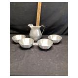 Aluminum water, pitcher with bowls