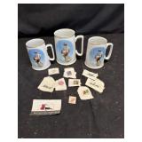 Norman Rockwell collector cups, and stamps