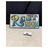 Wooden restroom sign 15 x 7 1/2 tall