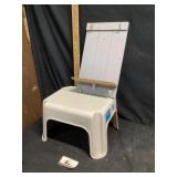 Shelf and Rubbermaid step
