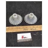 Fenton Hobb nail moonstone candleholders