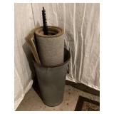 Galvanized planter, and rug