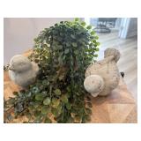 Stoneware birds and planter