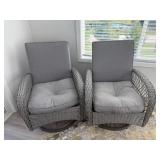 Grey wicker swivel patio chairs