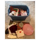 Tote of Christmas linens