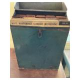 Metal box of vintage auto manuals