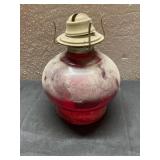 Red glass oil lamp