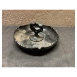 Vintage black glass ash tray