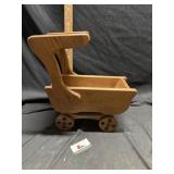 Wooden doll stroller
