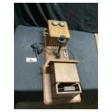 Vintage oak wall phone approximately 32 inches