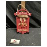 Wooden Iowa State cyclones sign let it snow