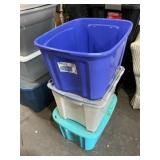 Three totes two with lids
