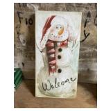 Canvas snowman approximately 16 x 32 tall