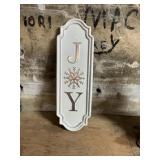 Metal joy sign approximately 9 1/2 x 29 tall