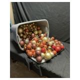 Tote of holiday bulbs