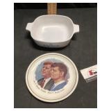 Casserole dish, Kennedy commemorative plate