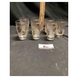 Vintage Libbey glassware frosted gold leaf foilage
