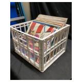 Milk crate of records