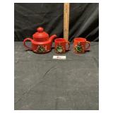 Christmas coffee pot with cups
