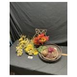 Wicker basket of fall decor