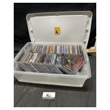 Clear tote with lid of CDs