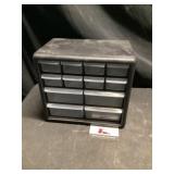 Plastic organizer approximately 6 x 10 x 9 tall