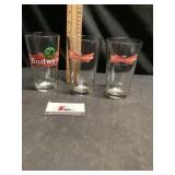 Budweiser beer drinking glasses