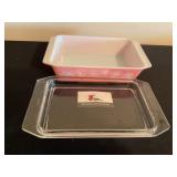 Pyrex pink daisy casserole dish