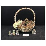 Woven Basket with Pinecones &  Indian Decor