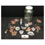 Cookie cutters and jar