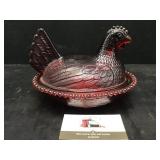 Red Glass Nesting Chicken