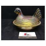 Carnival Glass Nesting Chicken