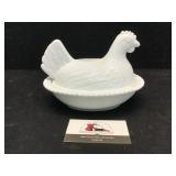Milk Glass Nesting Chicken