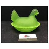 Green Glass Nesting Chicken