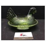 Green Glass Nesting Chicken
