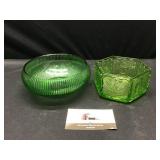 Two Pieces of Green Depression Glass