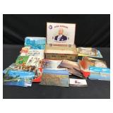 Cigar box and vintage postcards