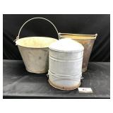 Metal Buckets and Chicken Feeder Top