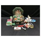 Tin of Misc Sewing Supplies