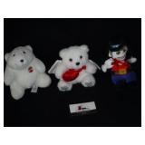 Lot of 3 Plush Bears Coca Cola, Haloween,