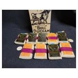 Bull Durham Tobacco Box / 9 bags of Tobacco