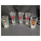 Lot of 5 Assorted Beer Glasses