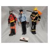 Lot of 3 Gi Joe  12 " Action Figures Police, Fire