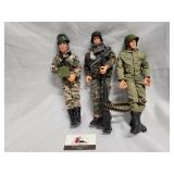 Lot of 3 GI Joe / M & C  12 " Army Action Figures