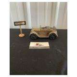 1974 Banthrico Chicago car bank and wooden sign